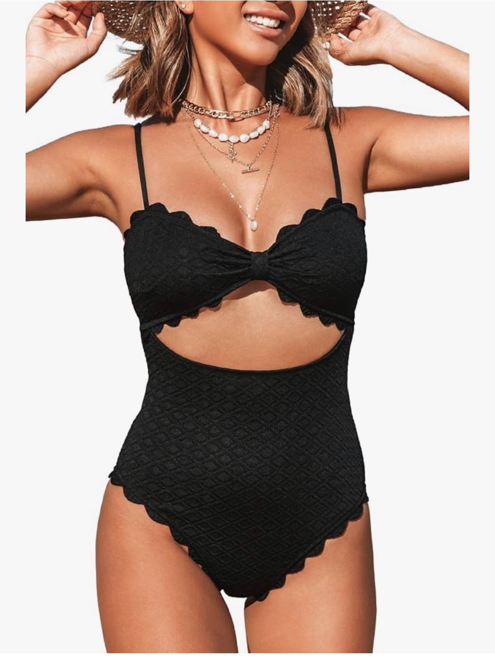 Cupshe Black Scallop Cutout One-Piece Swimsuit